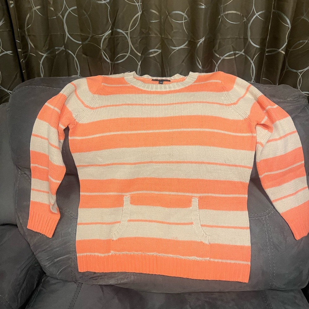 Derek Heart Orange and Cream Striped Sweater